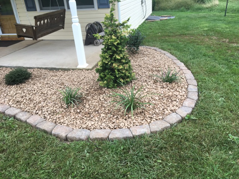 A garden enclosed within a rock wall